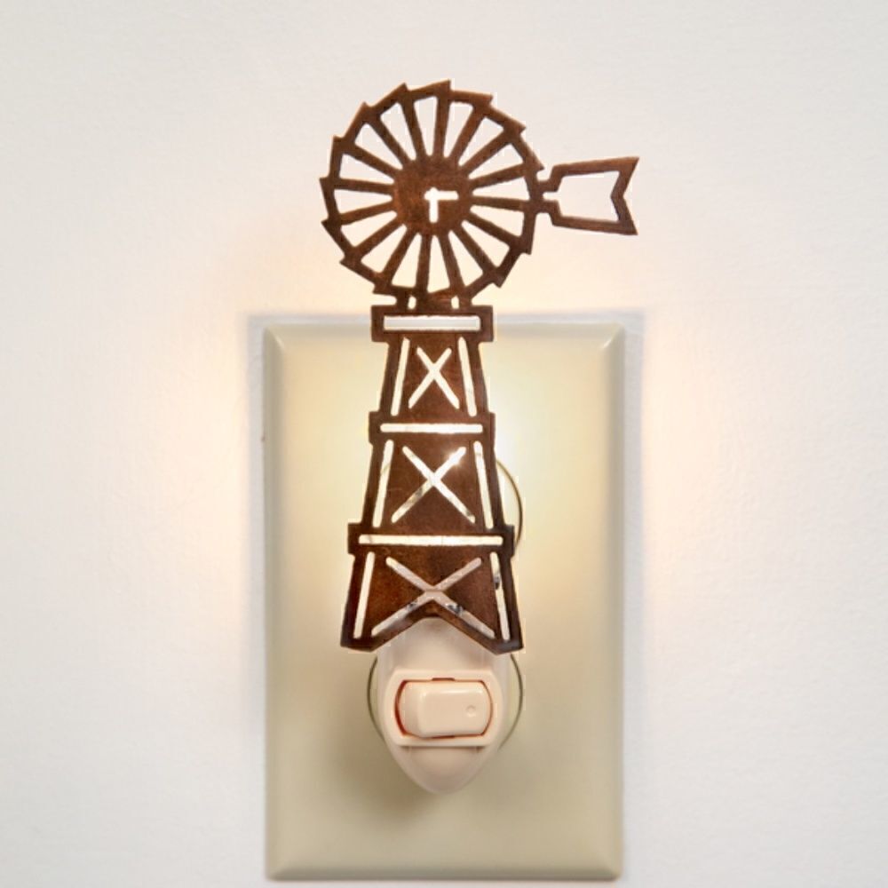 NEW! Farmhouse Windmill Metal Night Light Country Lodge Lighting Primitive